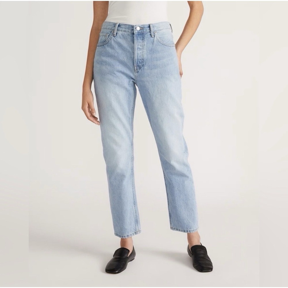 EVERLANE 90s Cheeky Jeans Sz 28 Light Wash Button Fly Organic Cotton *FLAW*